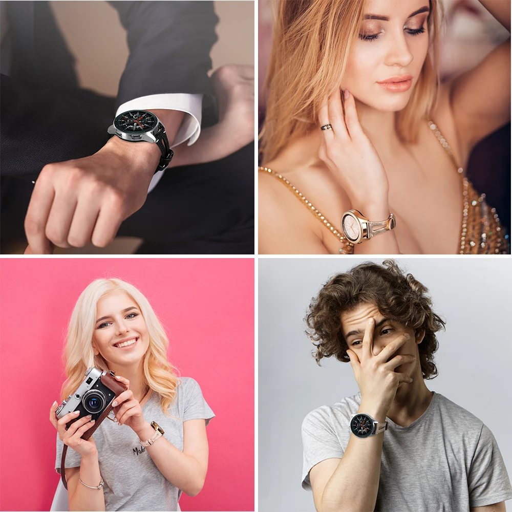 Ремешок кожаный для Samsung Galaxy Watch 20 мм 22 модный браслет из натуральной кожи gear S3