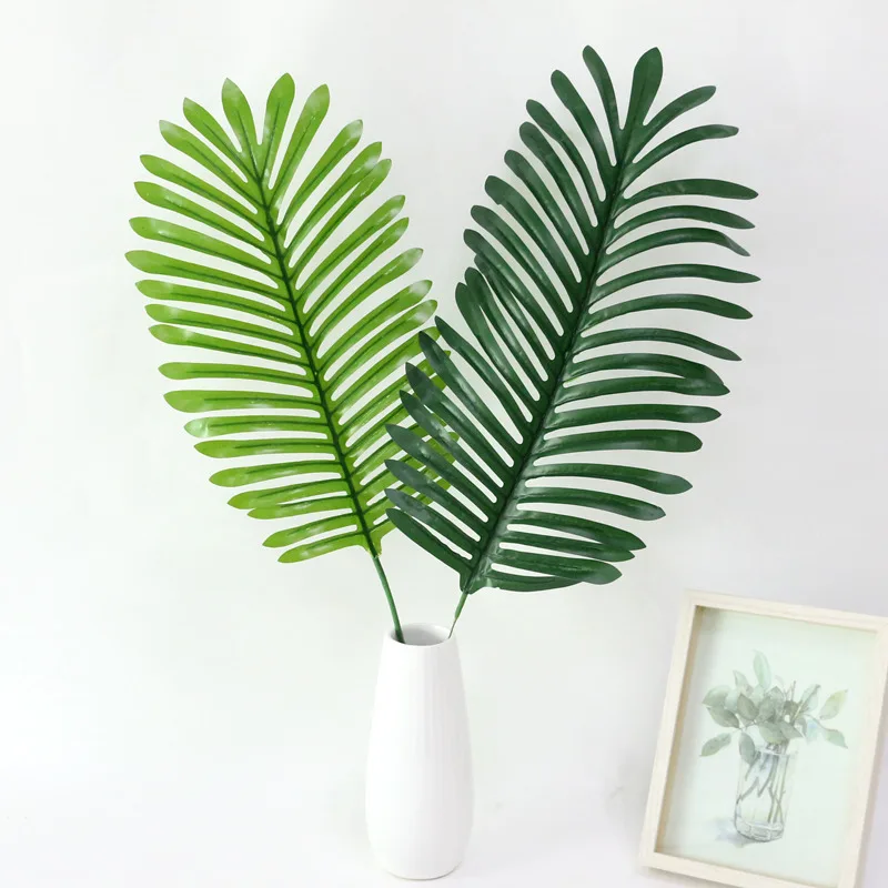JAROWN Simulation Plants Palm Green Leaf Plastic Leaves Coconut Leaves Flower Arrangement Accessories Wedding Shooting Props (1)