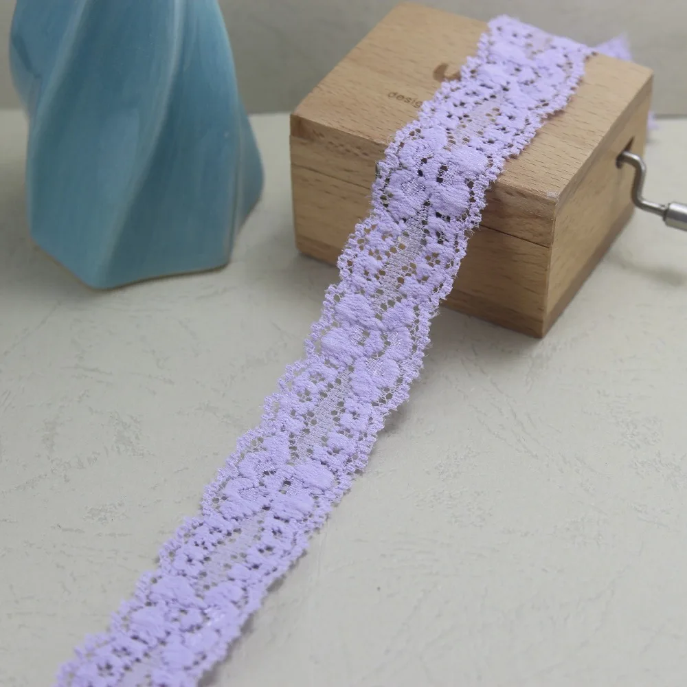 5 Yards 23mm Width Lavender Elastic Stretch Lace Trim Sewing/garment