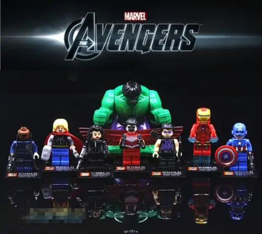 

8pcs/Set Marvel The Avengers Iron Man Hulk Thor Super Heroes Building Blocks Brick Figure Minifigures Toys Lepin