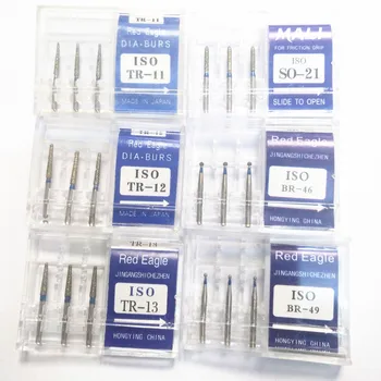 

15Pcs /5Boxes Dental Diamond Burs TR-11/ TR-12/ TR-13/SO-21/BR-46/ BR-49 Polisher Drill Dia-Burs High Speed Handpiece Burrs