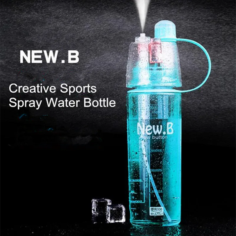 Creative Spray Bottle Plastic Sports Water Bottle Portable Leak proof Cycling Camping Spray Cup 400 600ML
