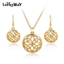 2016 Gifts Austrian Crystal Clover 4 four Leaf 18K White Gold Plate Pendant Necklace Earrings Fashion Jewelry Sets SET160004