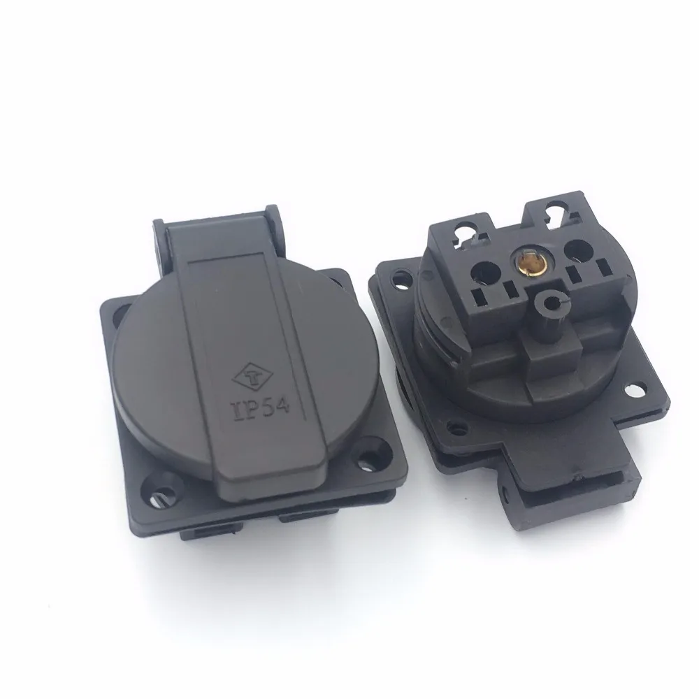 

Waterproof IP54 250v 16A Germany PDU UPS eu power desktop outlet connector Embedded electrical Panel Receptacle AC socket plug
