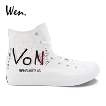 Вэнь Дизайнерские кроссовки Женская обувь с ручной росписью Zankyou No Terror Аниме обувь для косплея белый тканевый топ высокие плимсоллы шнуровка на плоской подошве