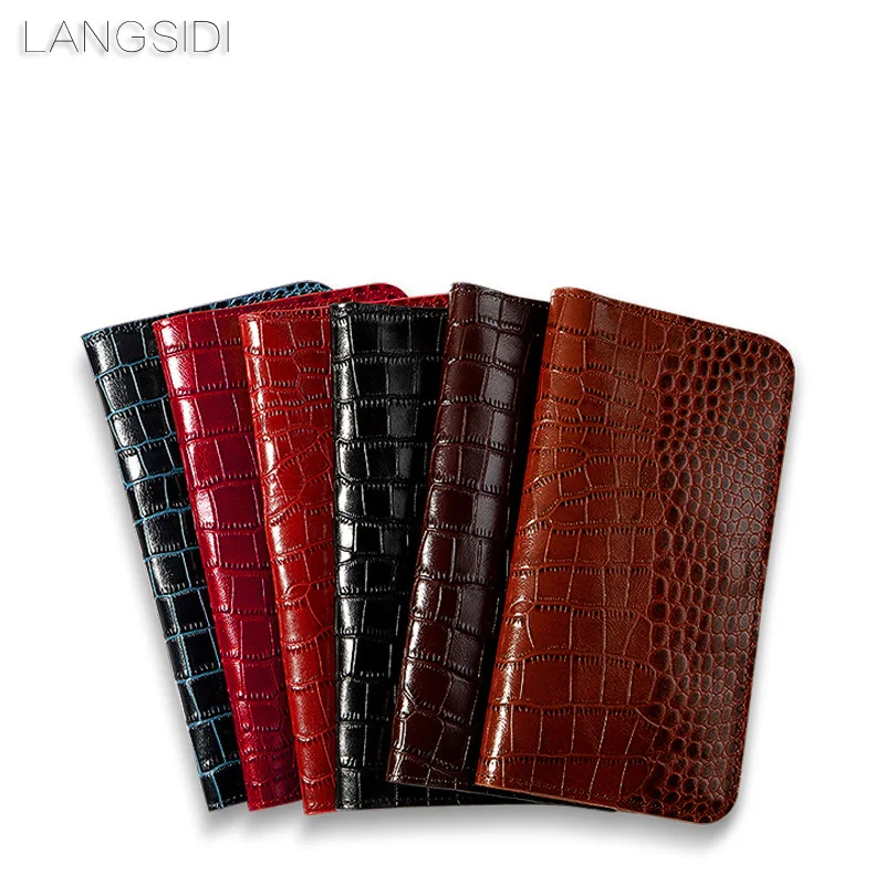 LANGSIDI брендовый чехол из натуральной кожи с текстурой крокодила, многофункциональные кошельки для телефона для iPhone 6S 7 8Plus x xs 11 PRO max