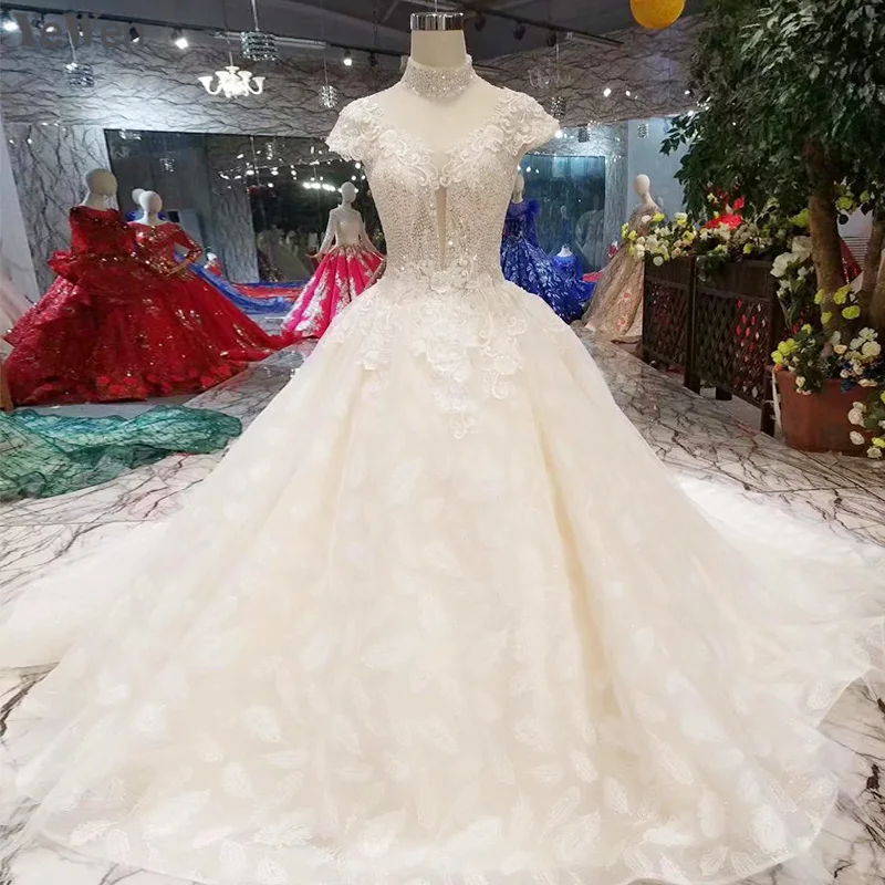 Белый Элегантные с коротким рукавом Свадебные платья Новинка 2019 года спинки