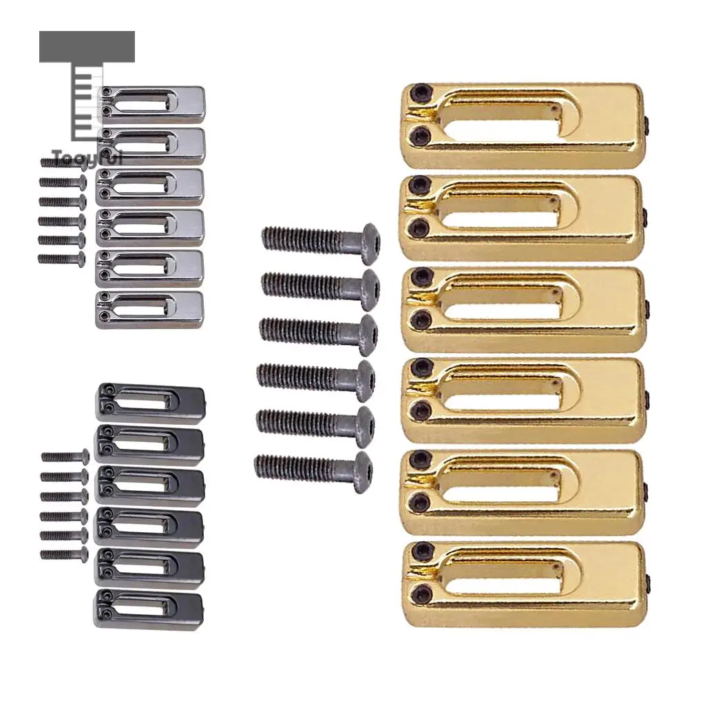 Tooyful 6pcs Electric Guitar Tremolo Bridge Saddles with Screws for Tremolo Bridge Parts