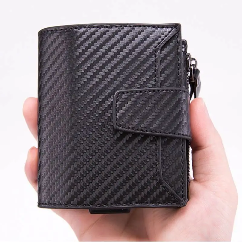 

2019 New Arrival RFID Blocking Credit Card Holder PU Leather Unisex Business ID Holders Aluminum Box Card Wallets