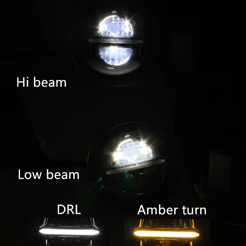 Качество " дюймов мотоцикл фара с DRL Белый Янтарь поворотов фар