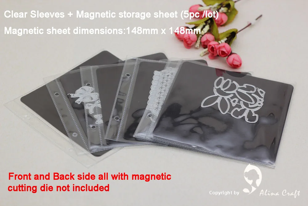 

AlinaCraft Metal cutting die Magnetic Storage Sheets with PVC Clear Sleeves Die case refill kit