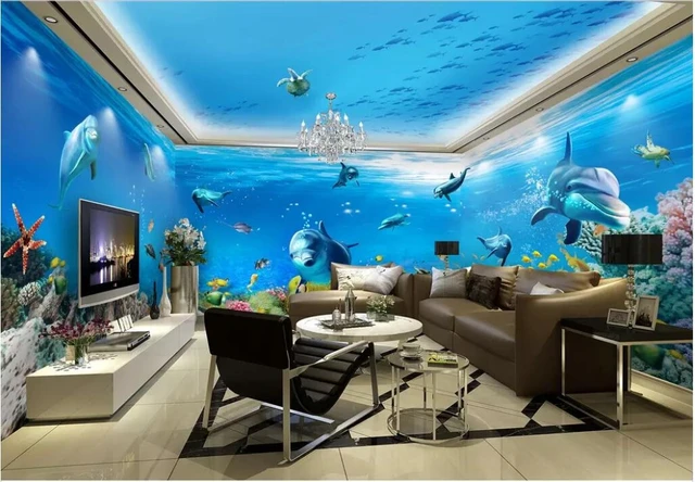3d Room Wallpaper Custom Photo Underwater World Dolphin Theme Space Whole  House Wall 3d Wall Murals Wallpaper For Walls 3 D - Wallpapers - AliExpress