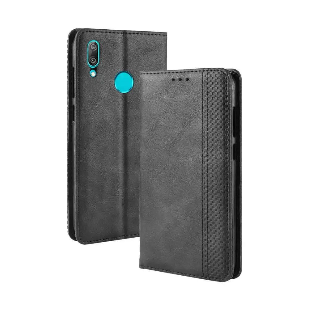 Магнитный флип чехол для Huawei Y7 Prime 2019 из искусственной кожи с отделением карт