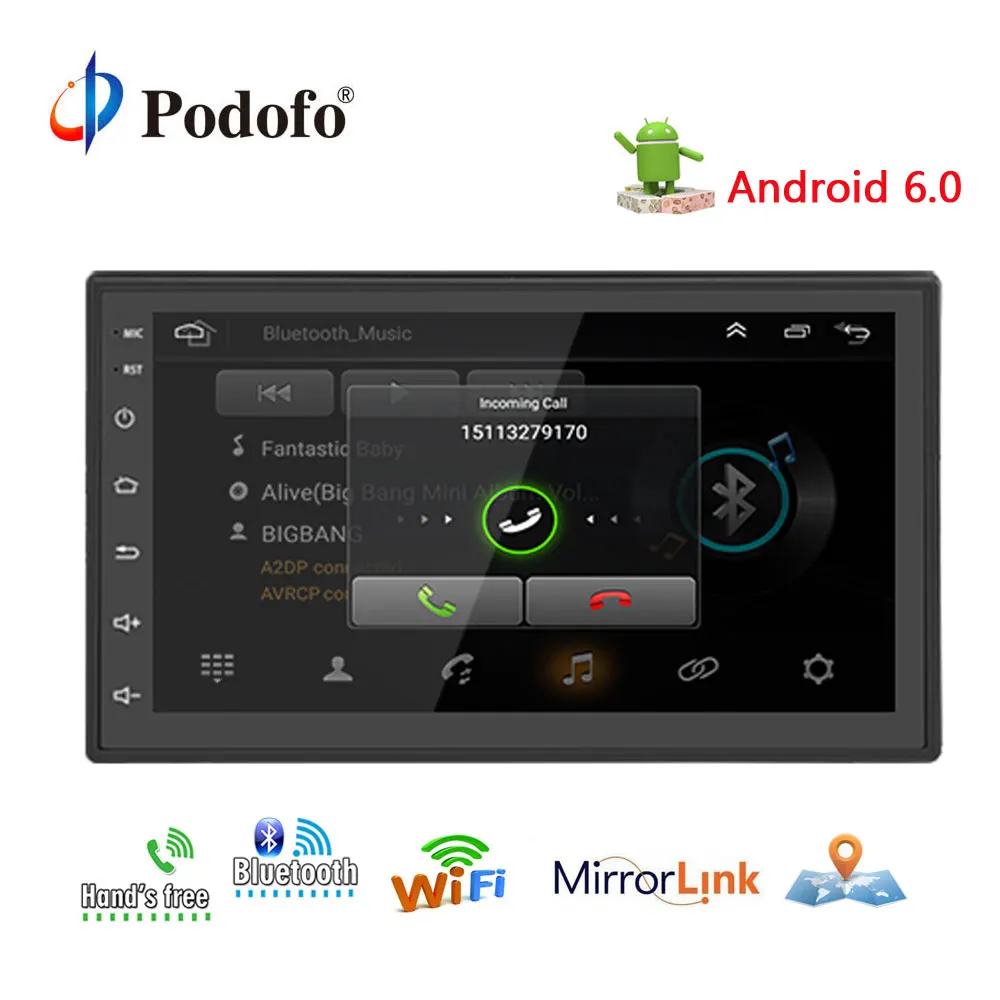 

Podofo 7" universal 2 din car radio gps android Stereo Audio Car Multimedia Player Bluetooth USB 1G DDR3 + 16G NAND Memory Flash