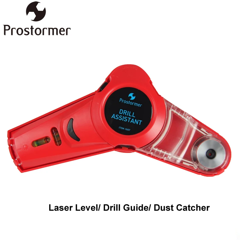

PROSTORMER Multi-function Drill Guide Line Laser Square Angle Laser Level Professional Drilling Helper Dust Catcher