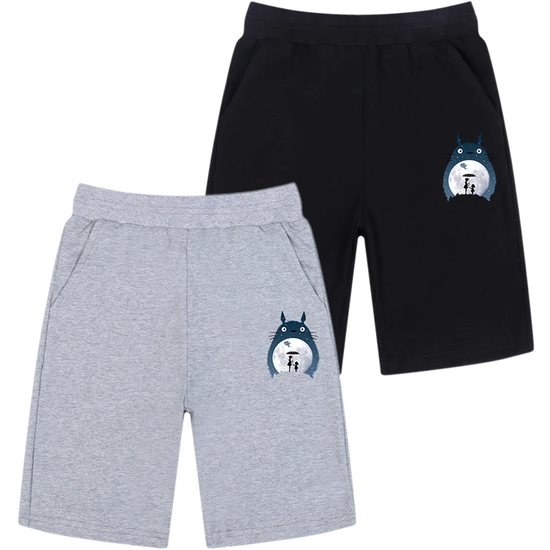 

Girls Summer Cotton Shorts Cartoon Totoro Cute Cat Print Short Sweatpants Jogger Shorts For Kids Elastic Waist with Pocket