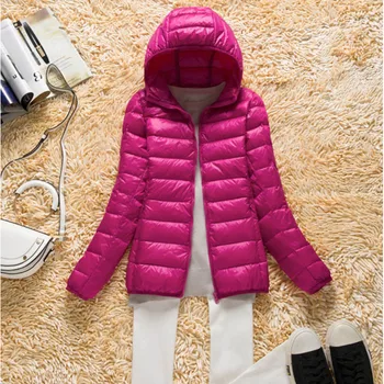 

90% White Duck Down Jackets 2018 New Korean Slim Women Down Coats Parka Ultra Thin Down Outwear Light Thin Hooded Coats YP0876
