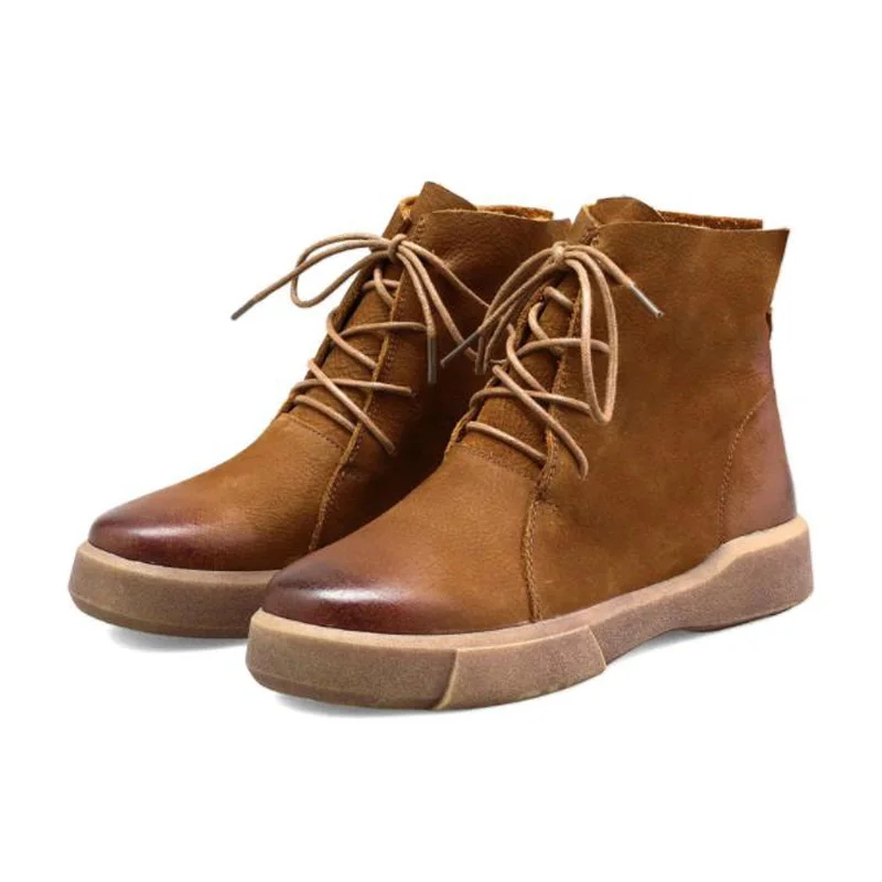 

New Retro Vintage Women Martin Boots High Quality Women Snow Boots Genuine Leather Shoes Lace Up Female Motorcycle Ankle Boots