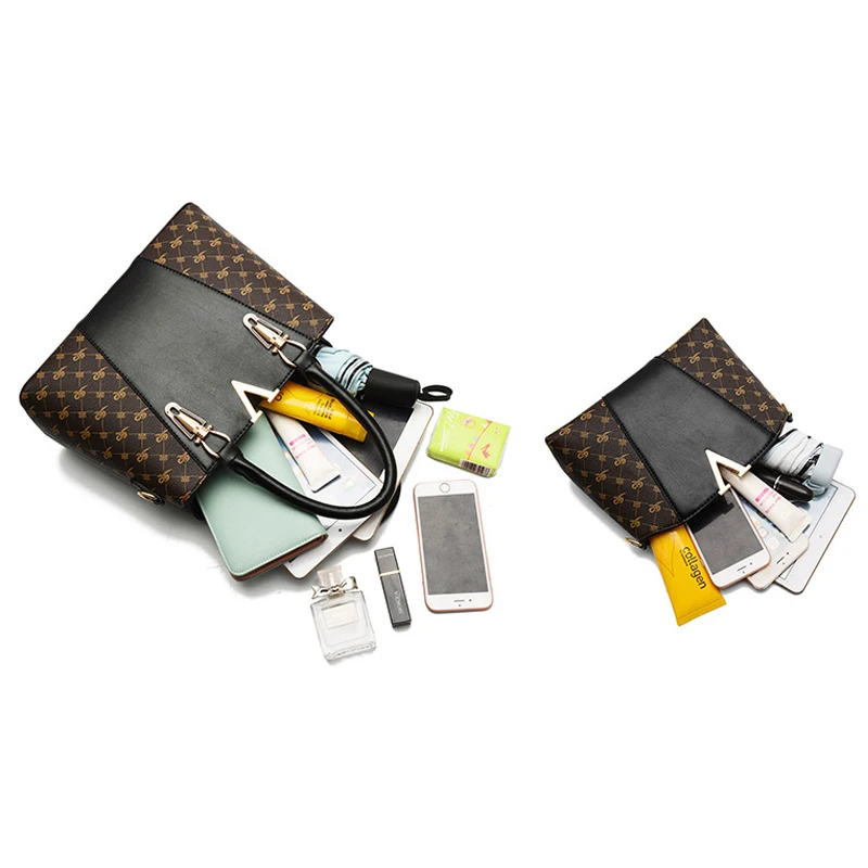 2-Piece Leather Handbag Set for Women - Designer Ladies Tote Shoulder Bag Set - Luxury V Bags image 5