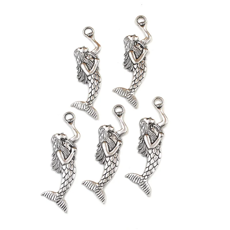 Lychee 5 pieces Retro Vintage Antique Silver Alloy Fairytale Mermaid
