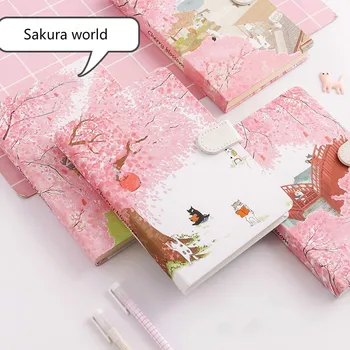 

Agenda 2109 Notepad with illustration cute cat language diary beautiful cherry blossom account book School Gift Stationery.