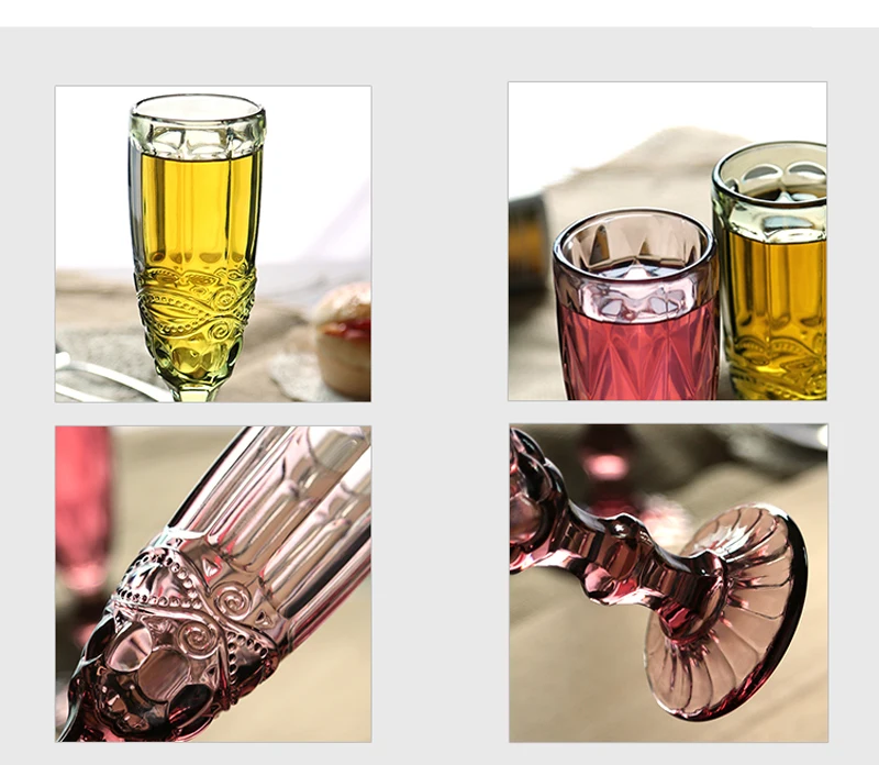 3 шт./набор, разноцветный рельефный бокал для красного вина, чашка с гравировкой, призма, разные цвета, бокалы для коктейля, стеклянные стаканы для виски
