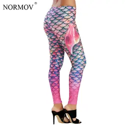 NORMOV сексуальные пуш-ап женские леггинсы тренировка рыбные весы с цифровым принтом штаны с высокой талией женские фитнес одежда стильные