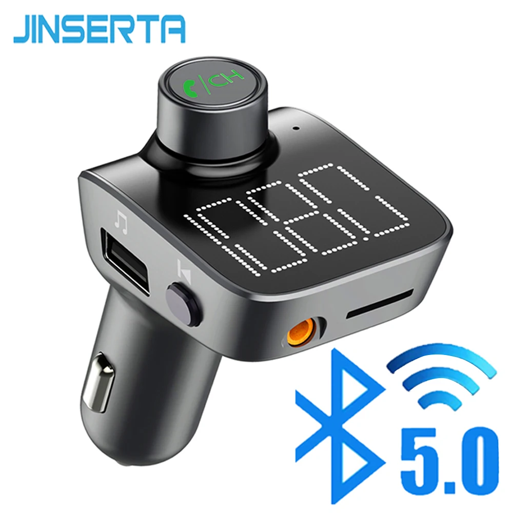 

5.0 Bluetooth FM Transmitter Wireless Bluetooth Car Kit Large Digit LED Display AUX FM Modulator Handsfree Car MP3 Player