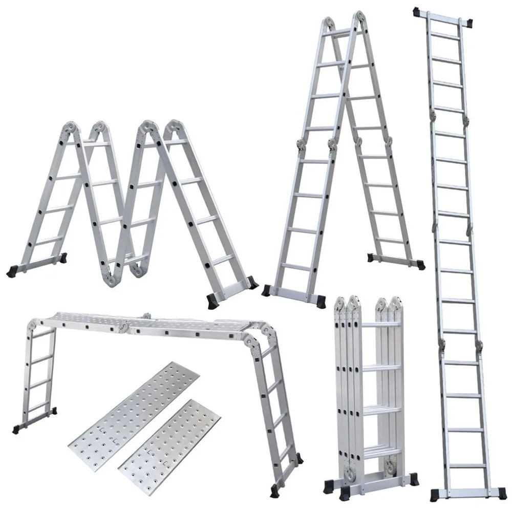 

15.5FT Step Platform Multi Purpose All-Rustproof Aluminum Alloy Folding Scaffold Step Ladder for Commercial Use Multifunctional