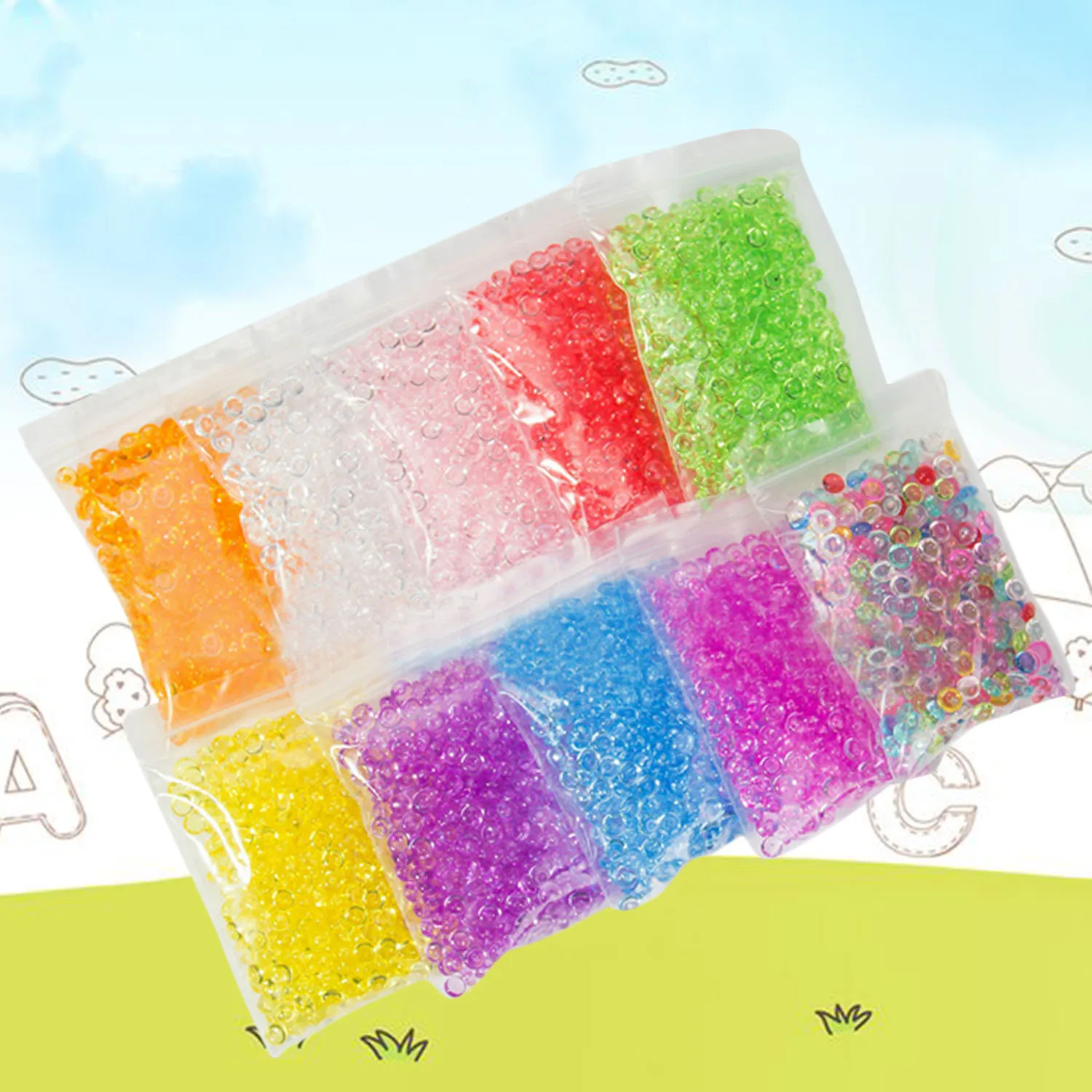 

10 Pack Assorted Colors Fishbowl Fish Bowl Slime Crystal Pearls Beads for Crunchy Home Slime Decoration Beads Vase DIY Craft Toy
