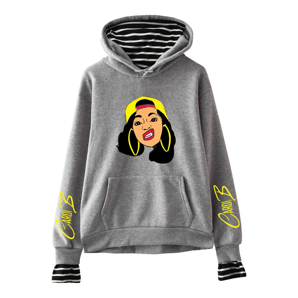 Cardi B 2D новая одежда толстовки с принтом поддельные два предмета толстовки горячая распродажа Осенние женские толстовки K-pops с капюшоном Harajuku