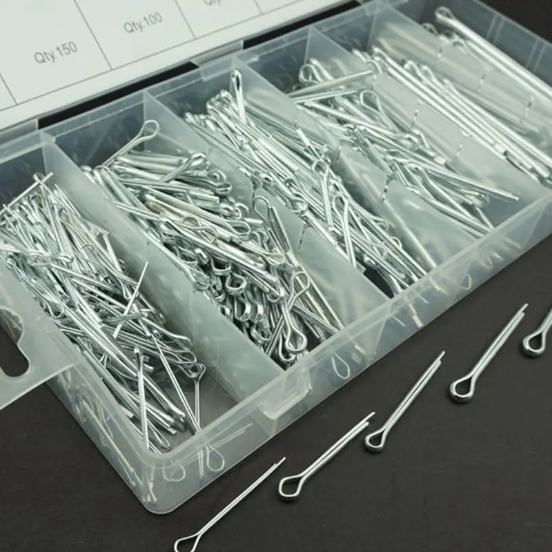 

555pcs Steel Cotter Pins Assortment Clip Key Kit with Box 6 kinds