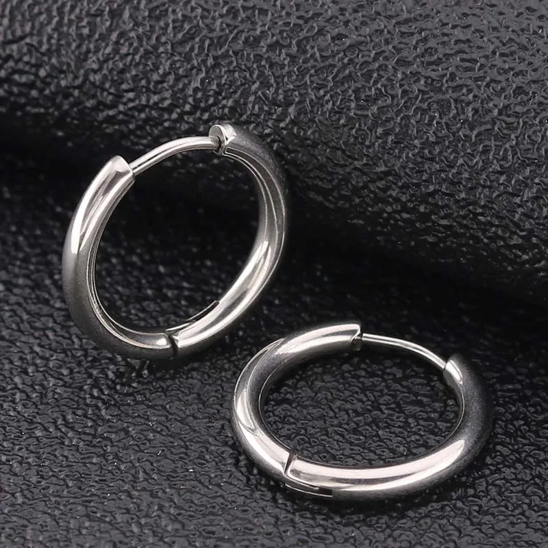 

6pcs Stainless Steel Small Silver Huggie Hoop Earrings for Men Women Hoop Earrings Set Blue Black Gold 8mm-20mm