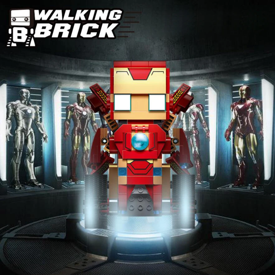 

Avenger super heores remote radio control Tracked vehicle building block head marvel ironman bricks walking robot rc toys