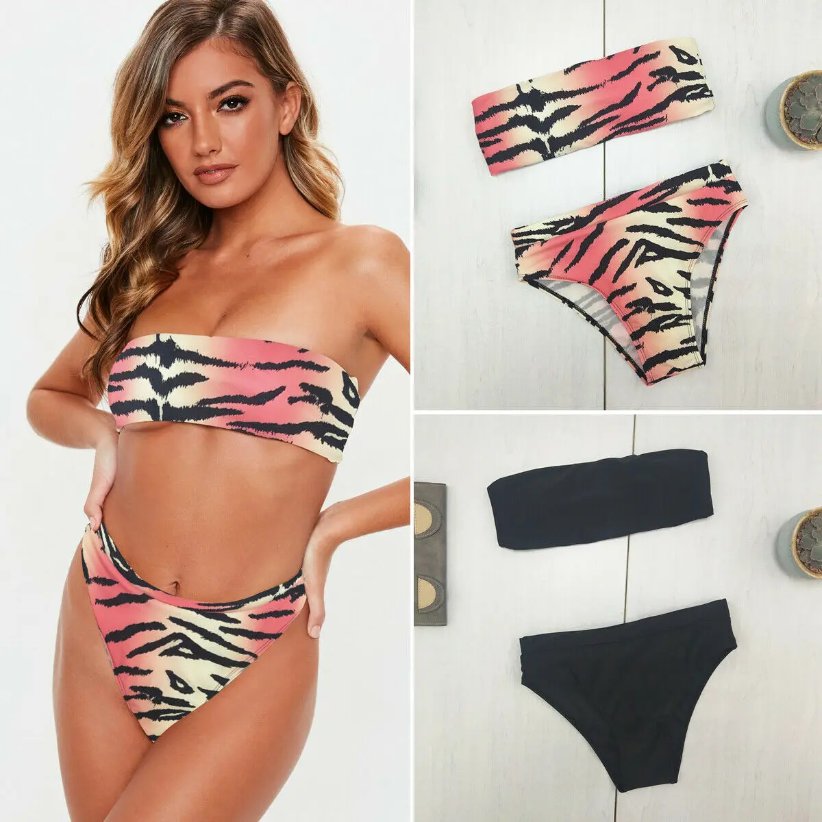 

Sexy Womens Padded Push-up Bikini Set High Waist Swimsuit Bathing Suit Swimwear