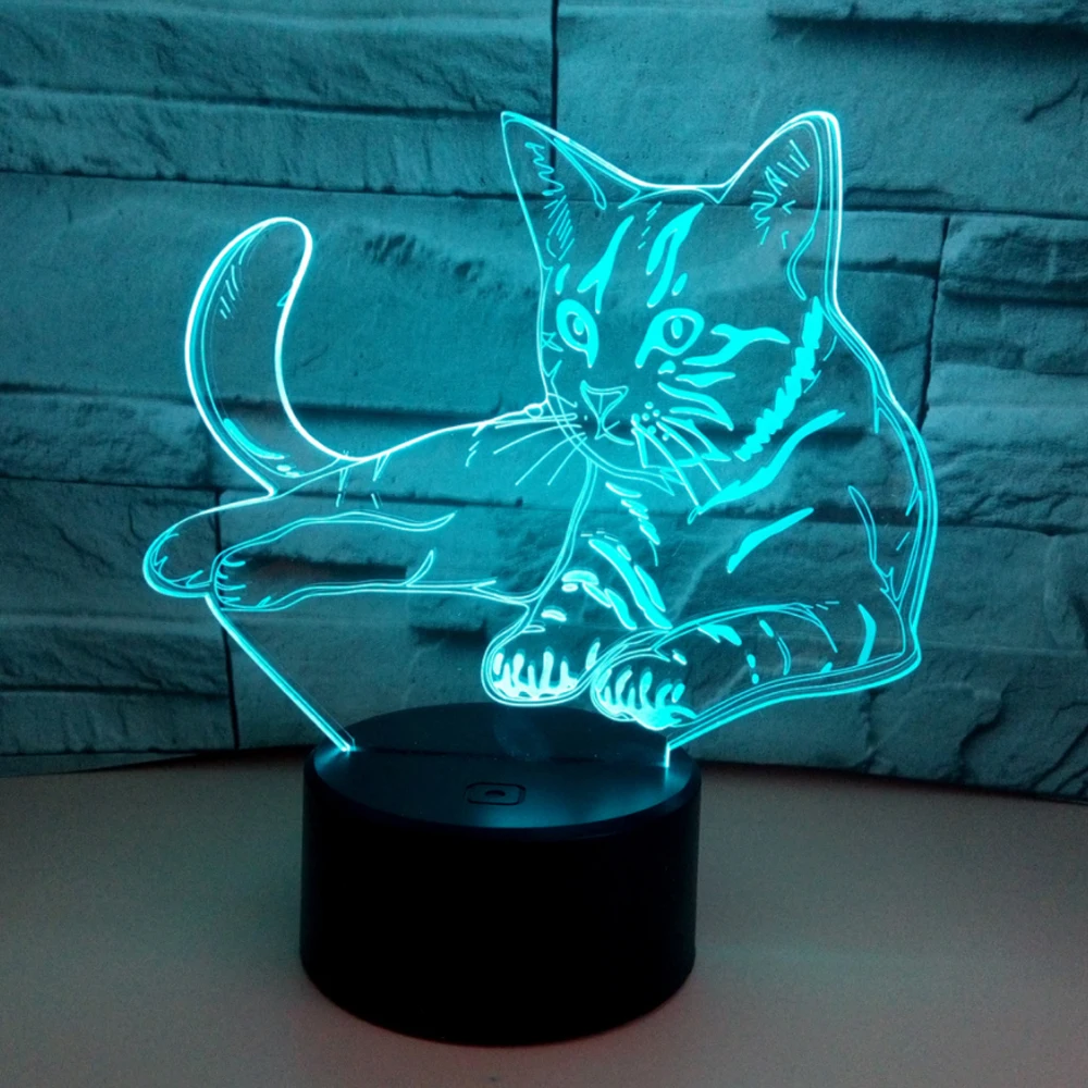 Кошка 3 d стерео и лампа LED красочный сенсорный градиент гостиная спальня