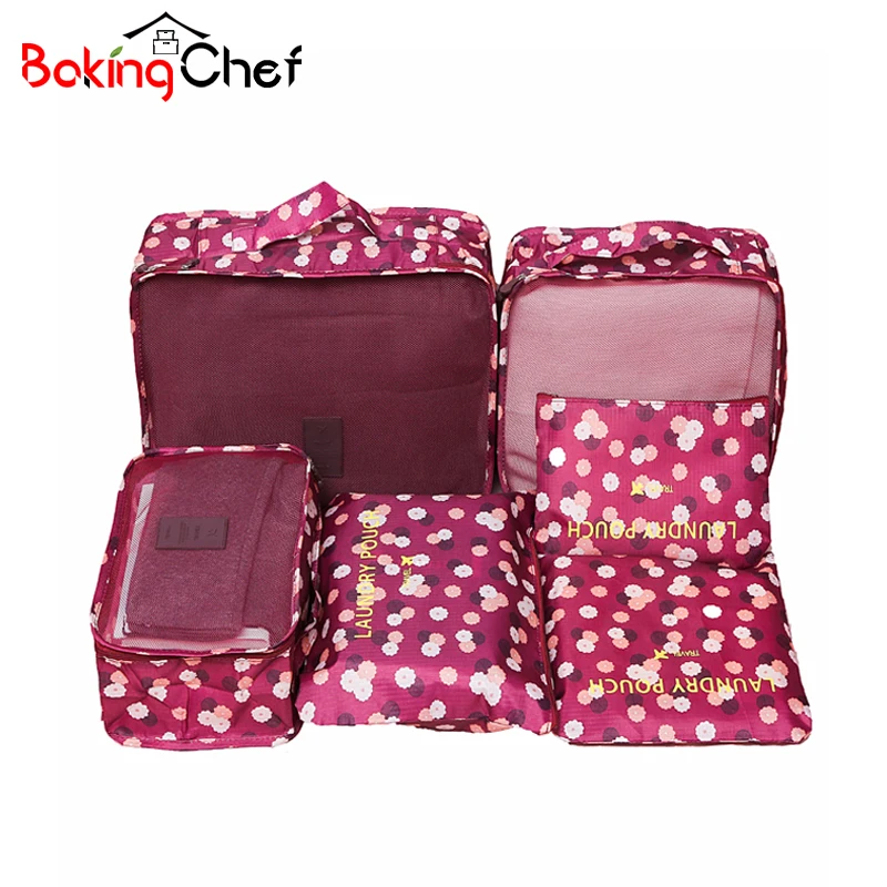 preço 6 pçs set Divisor de Organização de Armazenamento De Roupas Conjunto Mala de Viagem Sapato Lingerie Cosméticos Sacos Organizador Do Armário de Casa Acessórios