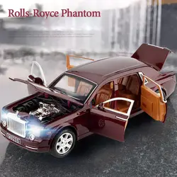 Горячие 1:24 Масштаб литой колесный роскошный автомобиль Rolls-Royce Phantom металл модель отступить сплава игрушки со светом и звук коллекция
