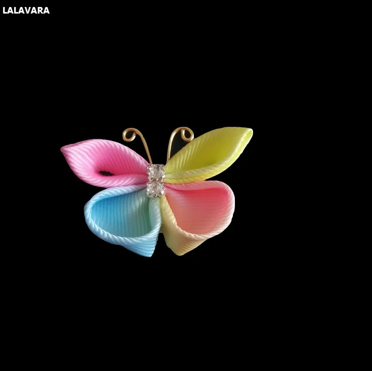 LALAVARA 30 шт. печатные ленты бабочки заколки для волос Дети Девочки kanzashi головные уборы