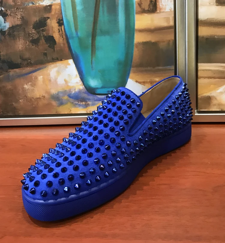 Дизайнерская мужская обувь высокого качества; цвет синий, красный; с заклепками; на плоской подошве; Zapatos Para Hombre; низкая повседневная мужская обувь; Tenis Zapatos