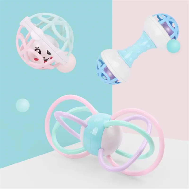 

Soft Hand Rattle Touch Bite Caught Hand Ball Intelligence Grasping Gums Soft Teether Plastic Hammer For Baby Learning Grasping