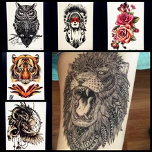 Hot Fashion Indian King Lion Head Designs Flash Tattoo Black Waterproof Tattoo Sticker GB496 Men Body Art Arm Sleeve Tatoo Lions