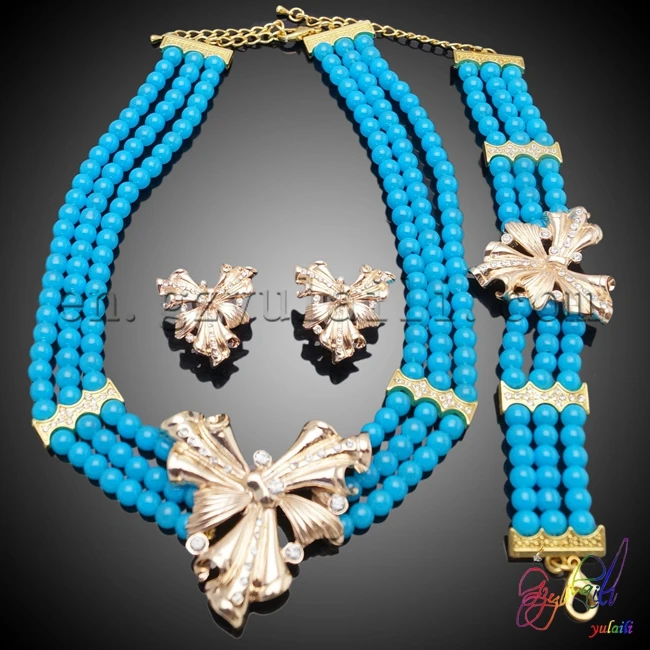 Free Shipping Yulaili Manual Factory Customized Flower Design Engagement Ladies Costume Two Beaded Jewelry Set
