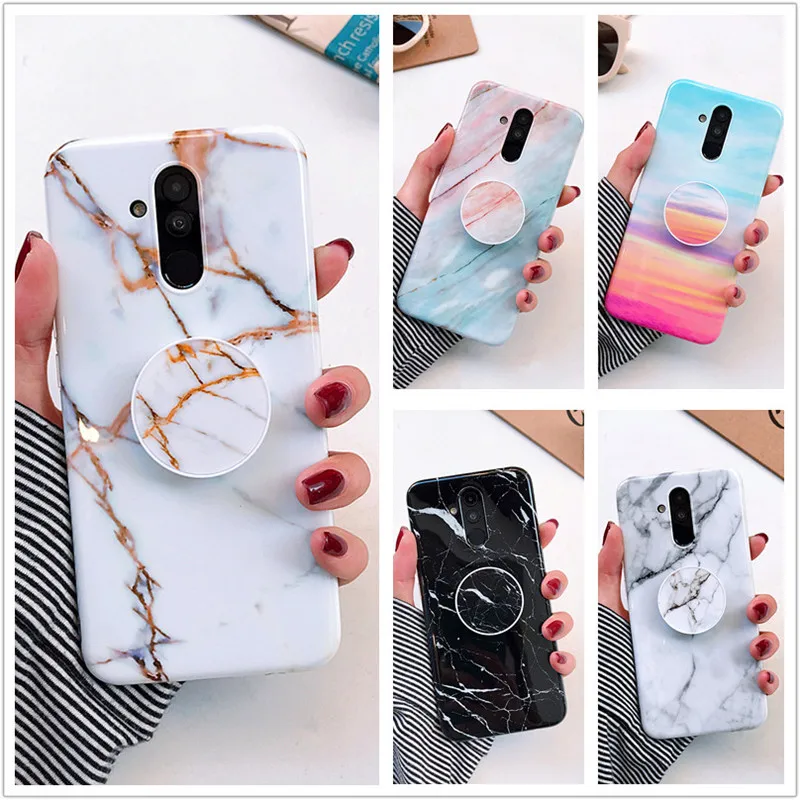 

H.X.S For Huawei New polished marble air bag bracket phone case