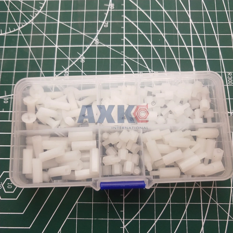 AXK 180pcs M2.5 Nylon M F Hex Standoff Spacers /Screw /Nut Assortment