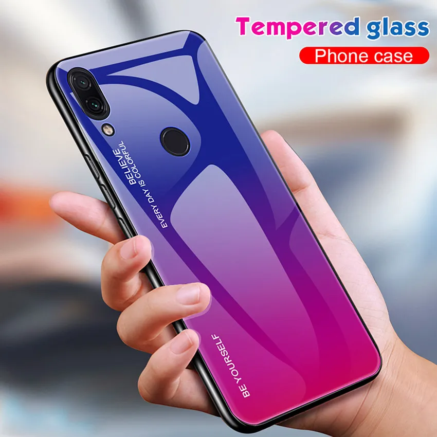 

Gradient Tempered Glass Case For Xiaomi Redmi 7 Note 7 5 6 Pro Cover Protective Fundas For Redmi 7 6 5 Plus Note 7Pro Coque