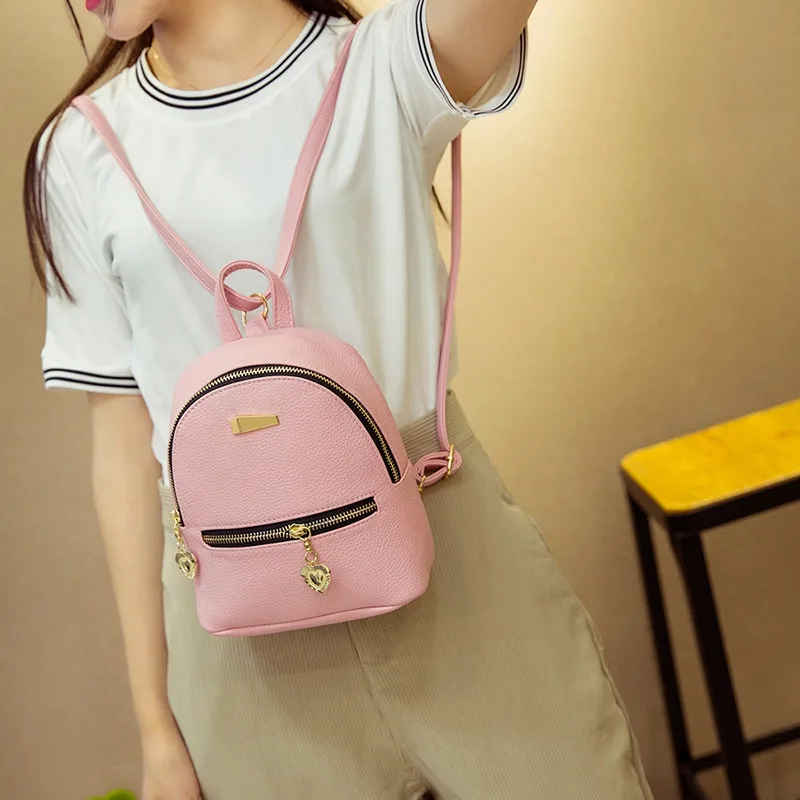 2017 mini backpack women leather school bag Female Casual style