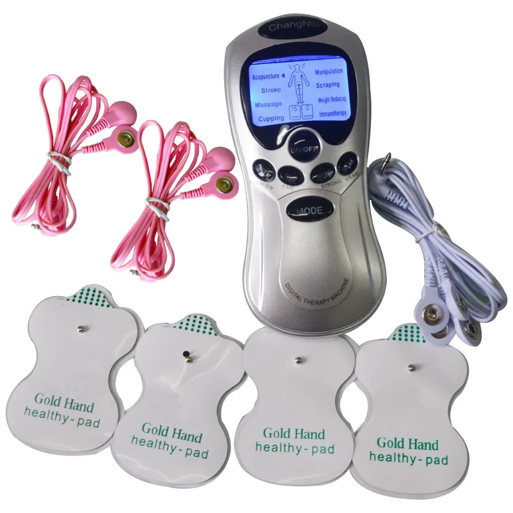 Single Input Low Frequency Stimulator Full Body Relax Tens Acupuncture Therapy Device Health Care With 2Pcs Pink Lead Wire Cable