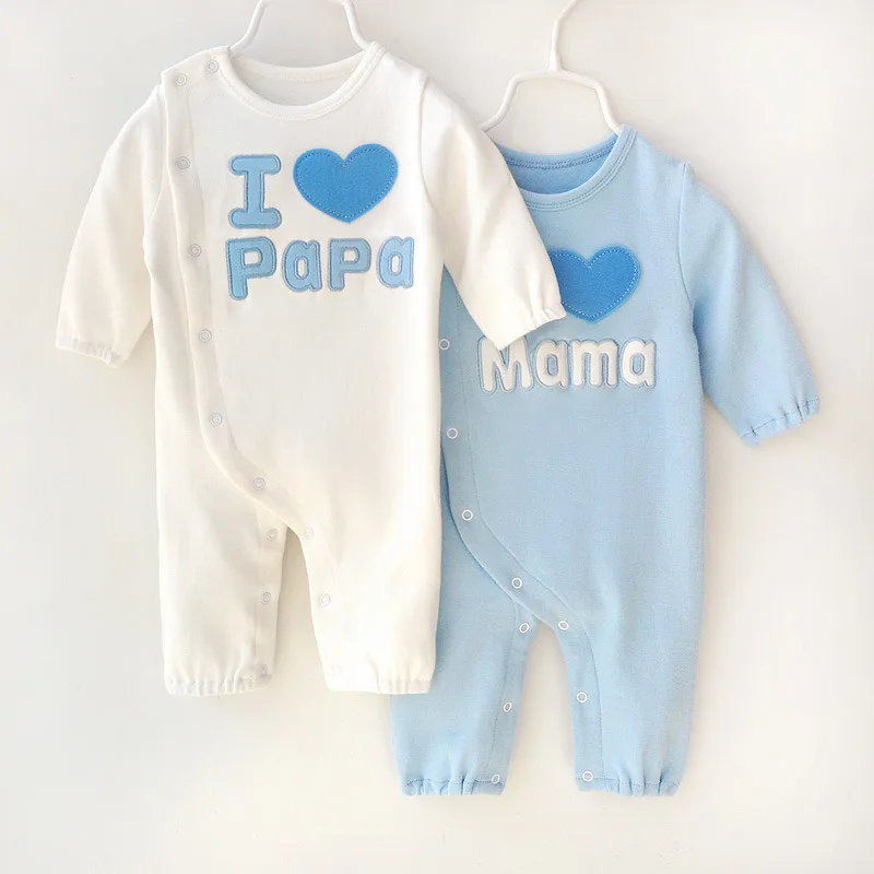 New Fall Baby Girl Boy Cotton Jumpsuit Rompe I Love Papa Mama Overall