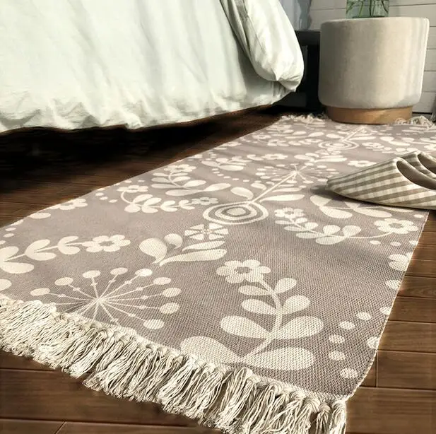 Европейский скандинавский хлопковый прикроватный ковер ручной работы 70*160 см длинного размера, коврик для кухни, напольный коврик для гардероба